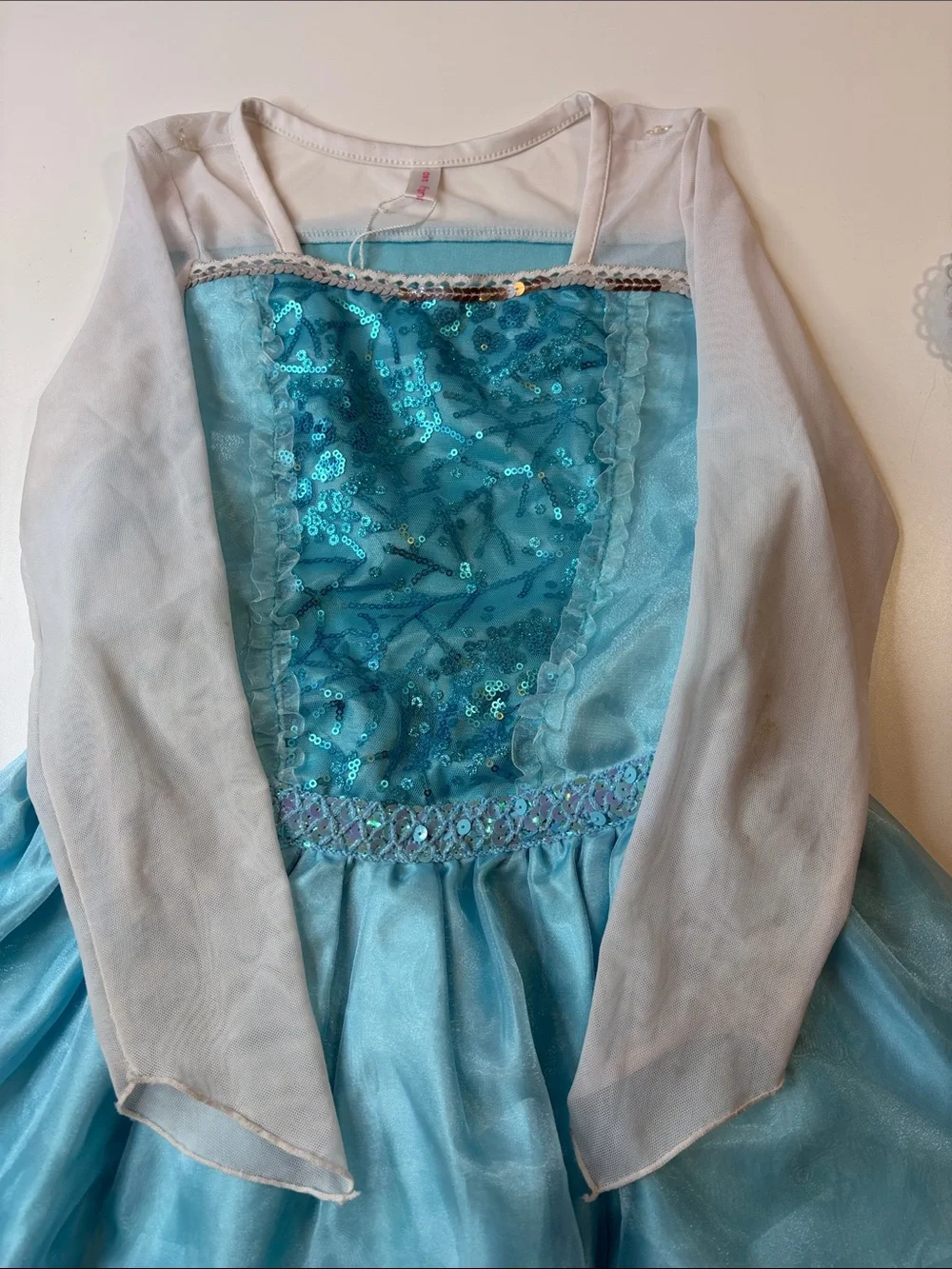 Elsa Princess Dress Costume w Disney Crown & Clip-In Braid  Girls 140 (8–10)